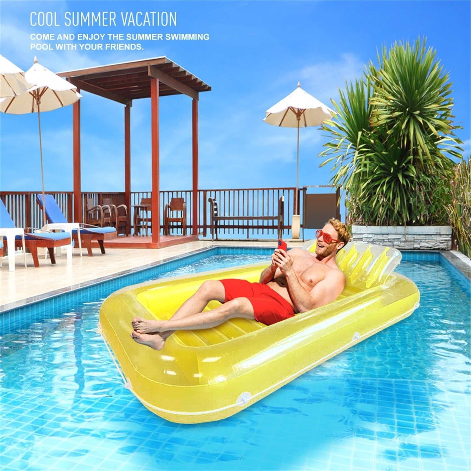 Breezio™ Inflatable Tanning Pool Lounger – Relax, Tan, & Chill Anywhere - Gadget Walay